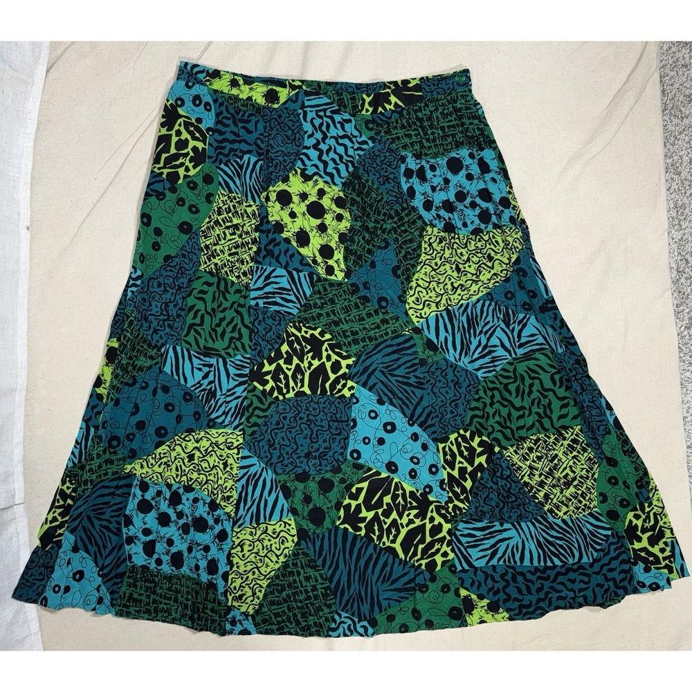 Vintage Diane Von Furstenberg 100% Silk Assets Green Maxi Skirt‎ Women's 2X